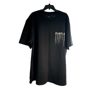 PURPLE BRAND BLACK WORDMARK DRIP JERSEY T-SHIRT SIZE XXL